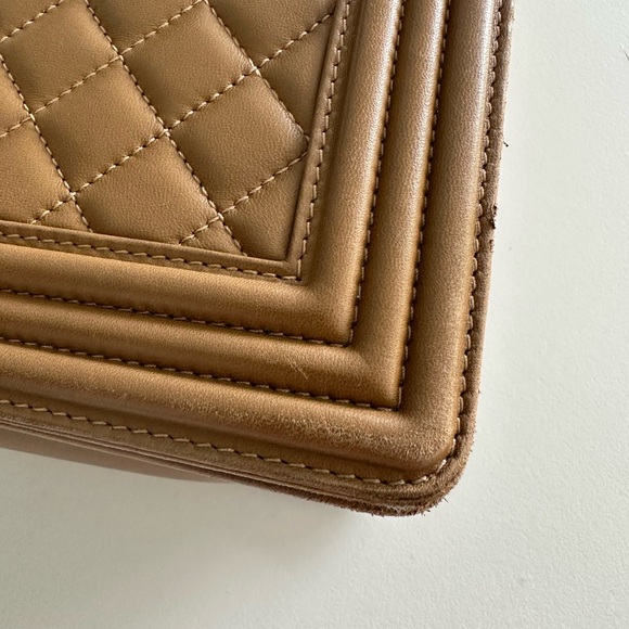 CHANEL TAN Quilted Leather Large Boy Flap Bag LOVING CARRIED ABOUT 20 TIMES! - Picture 8 of 16